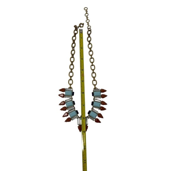 Vintage J. Crew Aqua Bronze Striking Combination Statement Crystal Necklace - Picture 10 of 12